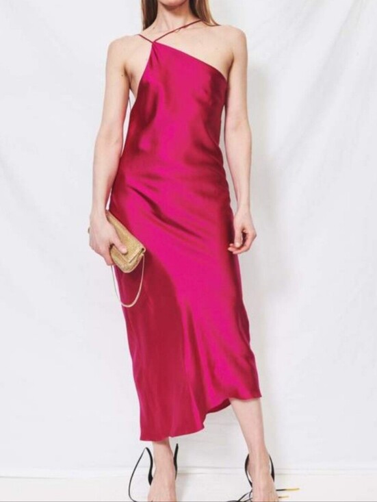 ALIX NYC Dresses & Skirts - Alix NYX 100% Silk Quincy Midi Slip Dress Magenta Pink Drape Back Wmn Small Chic